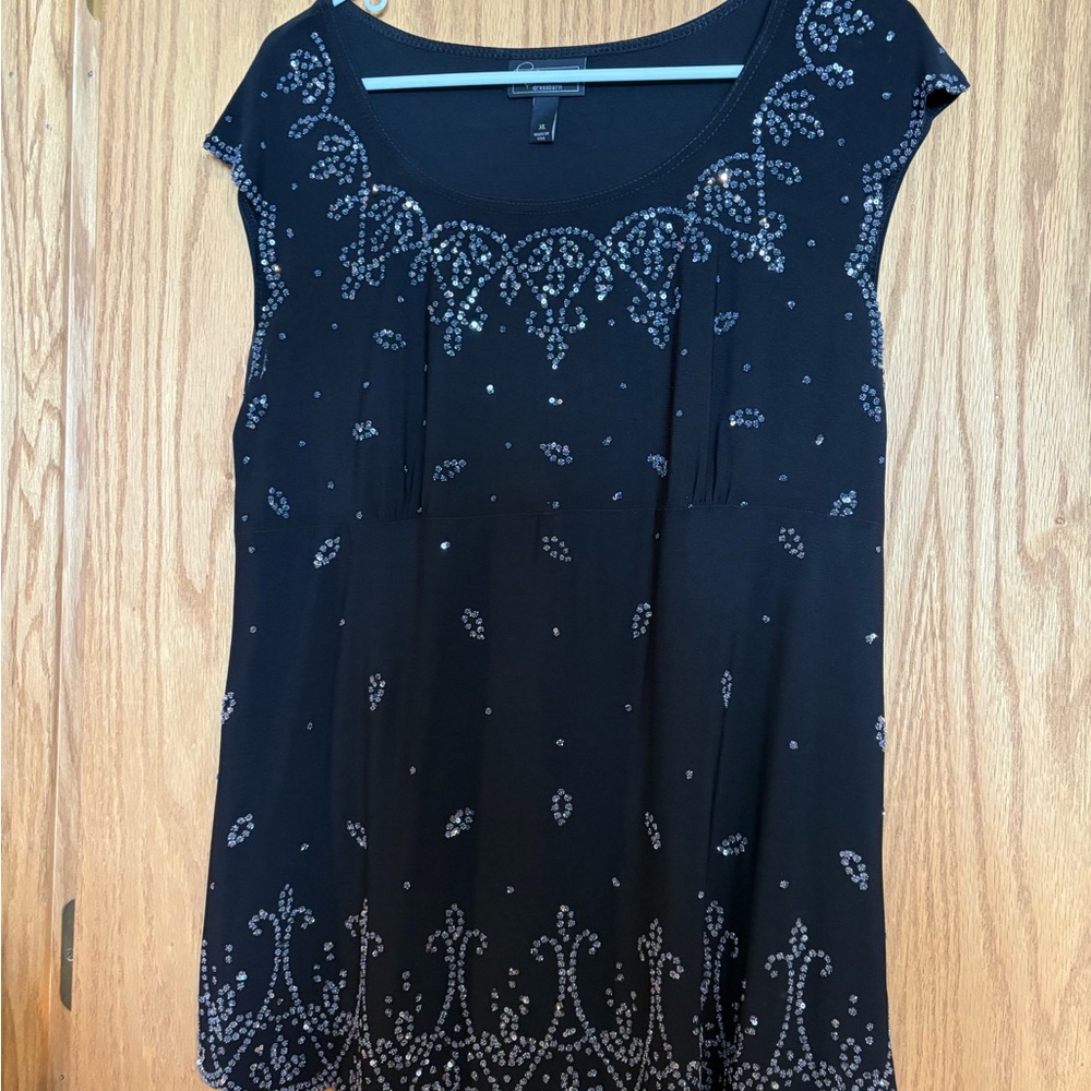Dress Barn Black Sleeveless Embellished Blouse